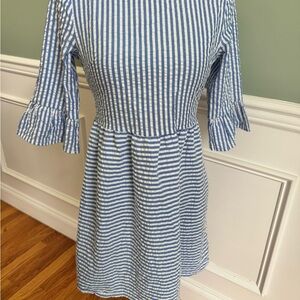 Blue and White Striped Women’s Babydoll Dress